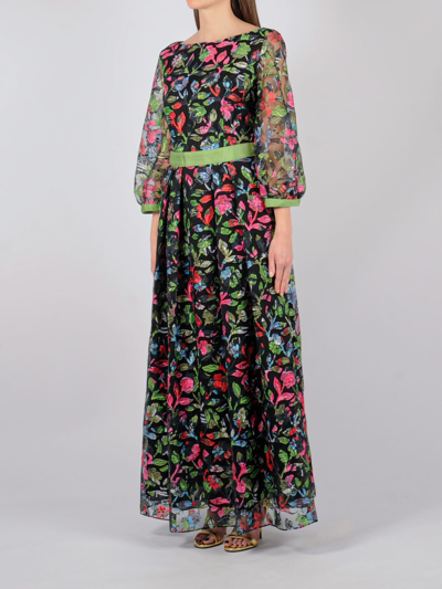 Shop Emporio Armani Fant. Floreale Dress In Nero-verde