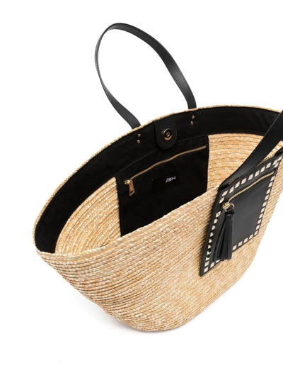 Shop Ash Black And Beige Oversized Beach Bag In Bicolore