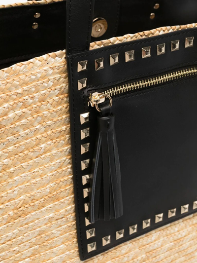 Shop Ash Black And Beige Oversized Beach Bag In Bicolore