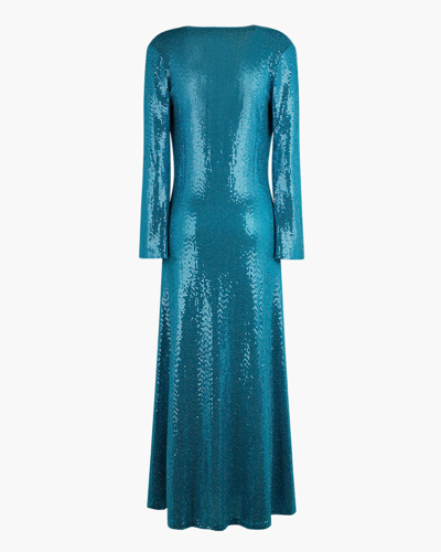Shop Dodo Bar Or Julie Long Sequins Dress In Turquoise