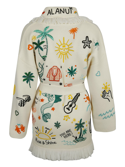 Alanui The Sound Of The Ocean Icon Wool Cardigan In Chinchilla