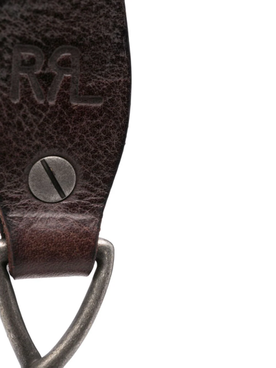 Rrl Embossed-logo Leather Keyring In Brown