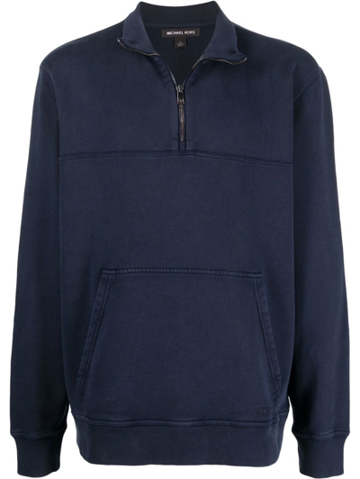 Shop Michael Kors Garment-dyed High-neck Sweatshirt In Blue