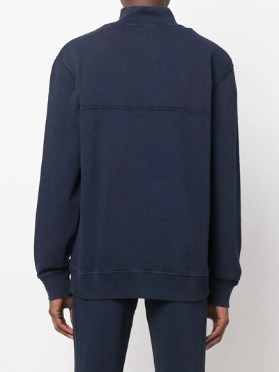 Shop Michael Kors Garment-dyed High-neck Sweatshirt In Blue
