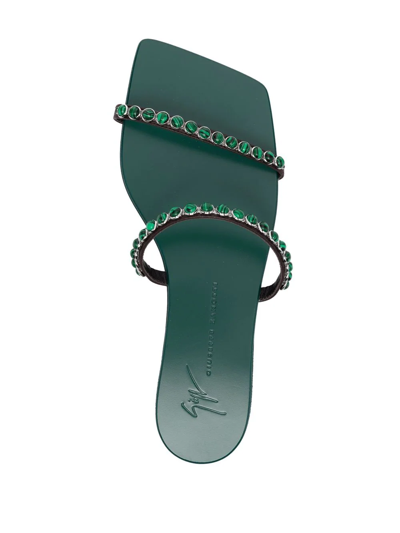 Shop Giuseppe Zanotti Gemstone-embellished Open-toe Sandals In Green