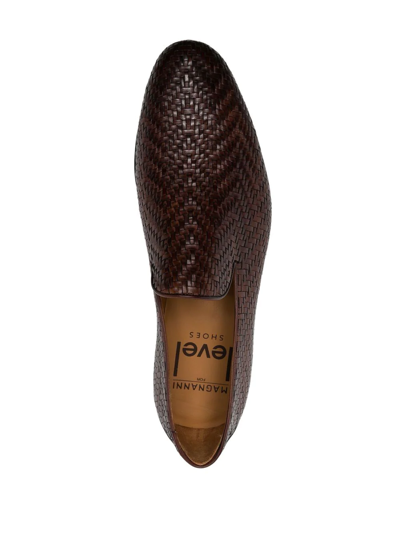 Magnanni Interwoven Leather Loafers In Brown