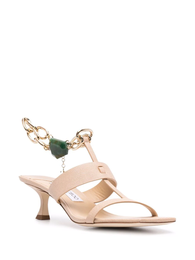 Jimmy Choo Reed 50mm Ankle-chain Sandals In Neutrals