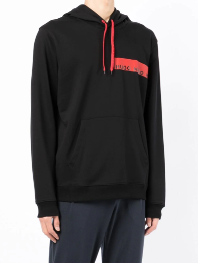 Shop Hugo Diorgione Logo-print Hoodie In Black