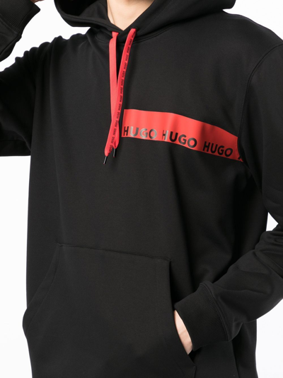 Shop Hugo Diorgione Logo-print Hoodie In Black