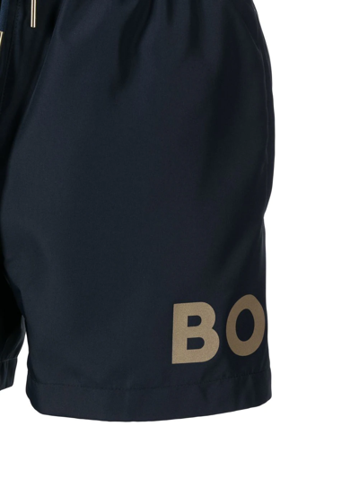 Shop Hugo Boss Goldfish Logo-print Swim Shorts In Blue