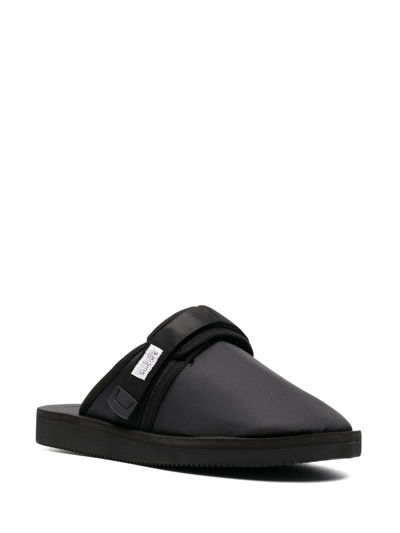 Shop Suicoke Logo Patch Slippers In Black