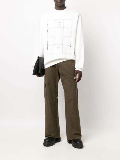Shop Oamc Graphic-print Cotton Sweatshirt In White