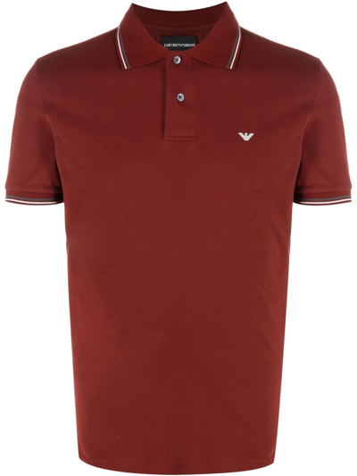 Shop Emporio Armani Logo-embroidered Polo Shirt In Red