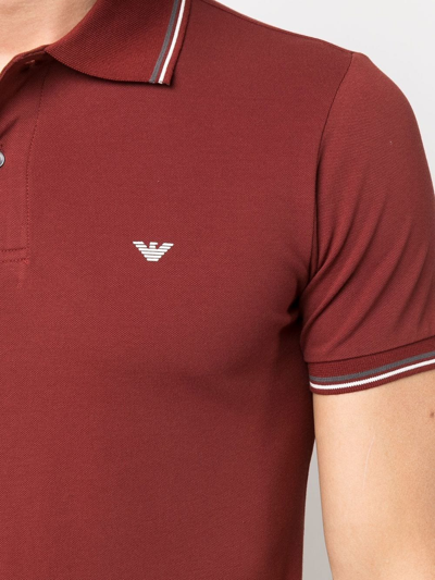 Shop Emporio Armani Logo-embroidered Polo Shirt In Red