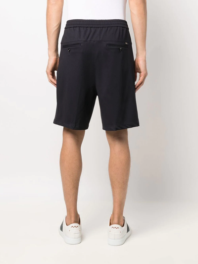 Shop Emporio Armani Straight-leg Track Shorts In Blue