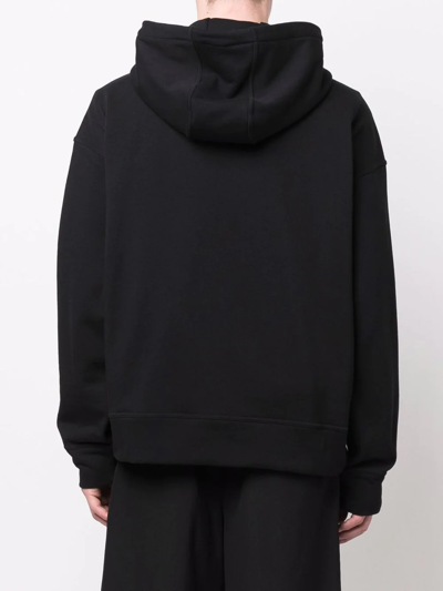 Shop Jil Sander Zip-up Cotton Hoodie In Black