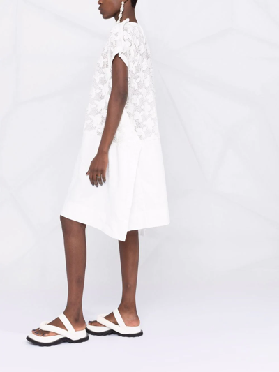 Shop Comme Des Garçons Floral-embroidered Mesh T-shirt Dress In White
