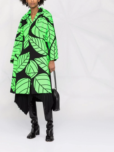 Shop Comme Des Garçons Leaf-print Oversized Jacket In Green