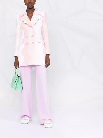 Casablanca Wave-patteern Double-breasted Blazer In Pink