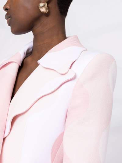 Shop Casablanca Wave-patteern Double-breasted Blazer In Pink