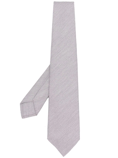 Shop Barba Block-colour Silk Tie In Grey