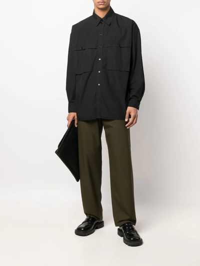 Shop Lemaire Flap-pocket Cotton Shirt In Black