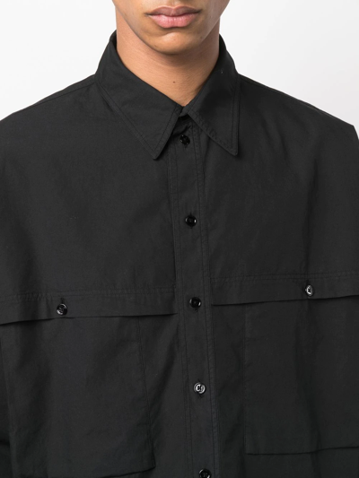 Shop Lemaire Flap-pocket Cotton Shirt In Black