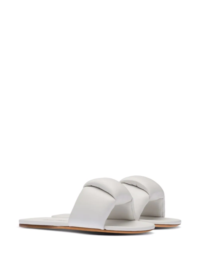 Shop Miu Miu Padded Leather Slides In White