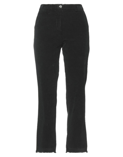 White Sand Woman Pants Black Size 4 Cotton, Elastane In Black