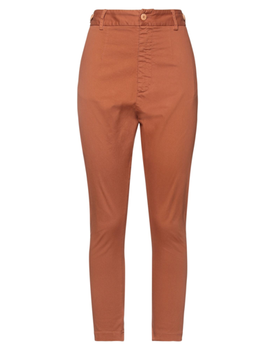 Shop Virna Drò® Virna Drò Woman Pants Rust Size 8 Cotton, Elastane In Red