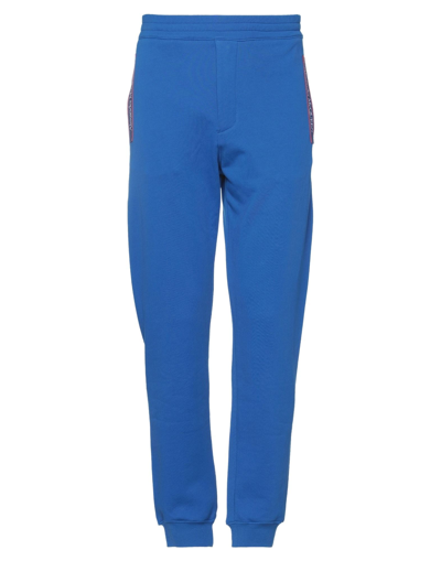 Shop Alexander Mcqueen Man Pants Bright Blue Size L Cotton, Polyester, Elastane