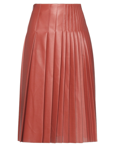Shop Cedric Charlier Woman Midi Skirt Brick Red Size 14 Polyester