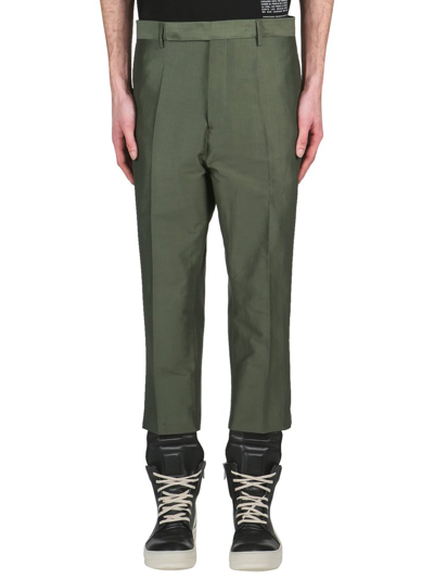 Shop Rick Owens Slim Fit Cropped Pants In Green