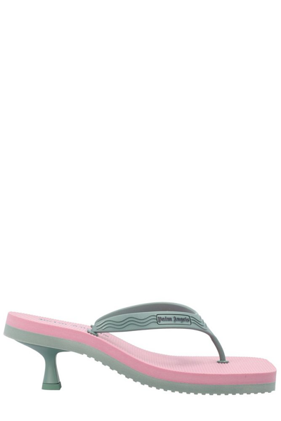 Shop Palm Angels Logo Printed Heel Flip Flops In Pink