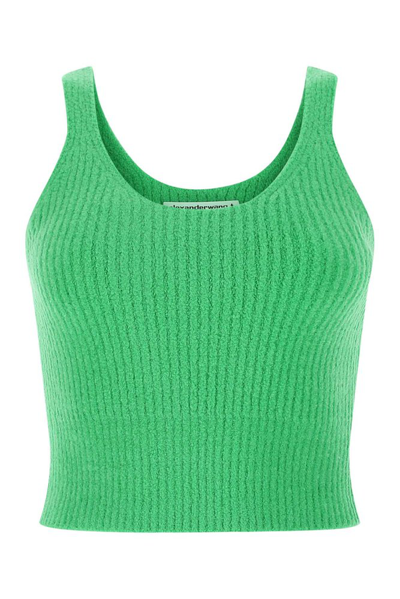 Shop Alexander Wang T T By Alexander Wang Round Neck Knitted Tank Top In Green