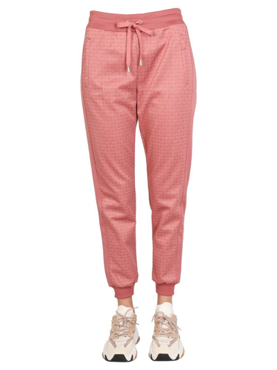 Shop Michael Michael Kors Logo Jacquard Jogging Pants In Pink