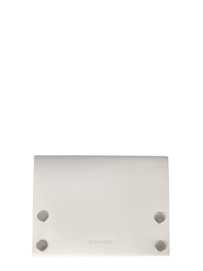 Shop Jil Sander Logo Embossed Card Holder In White