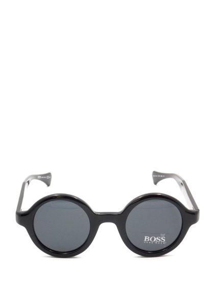 Shop Hugo Boss Round Frame Sunglasses In Black