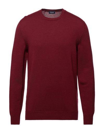 Shop Drumohr Man Sweater Burgundy Size 46 Merino Wool In Red