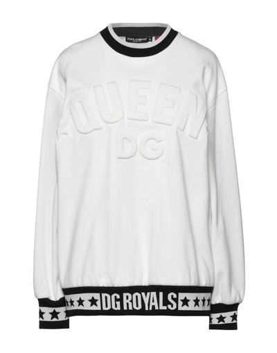 Shop Dolce & Gabbana Woman Sweatshirt White Size 8 Cotton, Polyester, Elastane