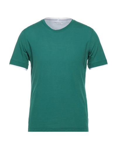 Shop Paolo Pecora Man T-shirt Emerald Green Size S Cotton