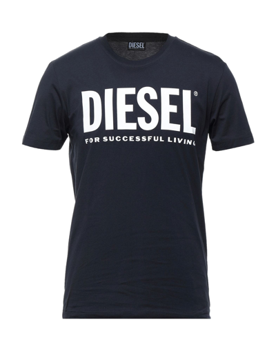 Shop Diesel Man T-shirt Midnight Blue Size S Cotton