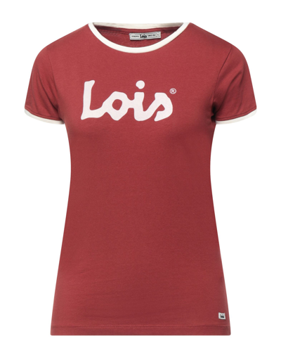 Shop Lois Woman T-shirt Brick Red Size Xl Cotton, Elastane