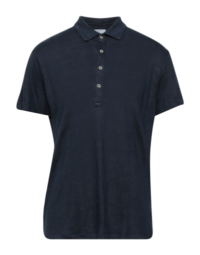 Shop Boglioli Man Polo Shirt Midnight Blue Size M Linen