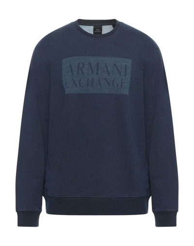 Shop Armani Exchange Man Sweatshirt Midnight Blue Size Xs Cotton, Elastane