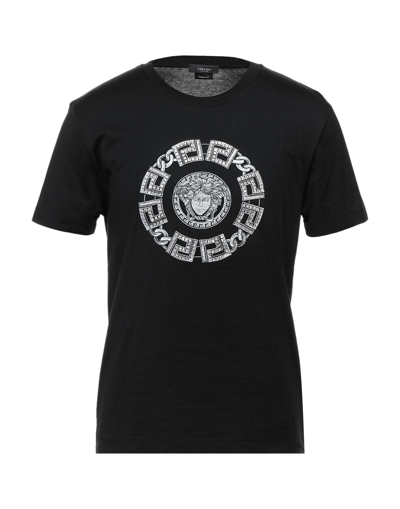 Shop Versace Man T-shirt Black Size L Cotton, Viscose, Glass