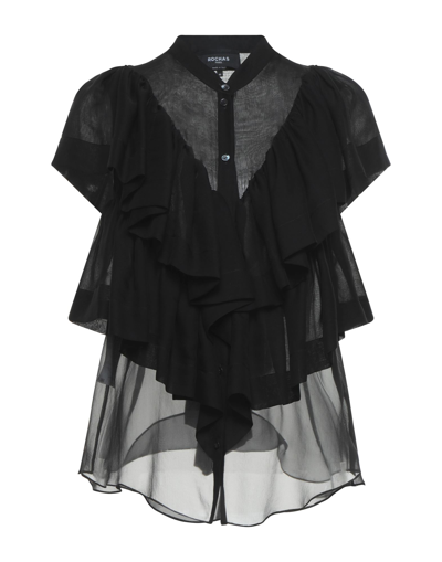 Shop Rochas Woman Shirt Black Size 2 Silk