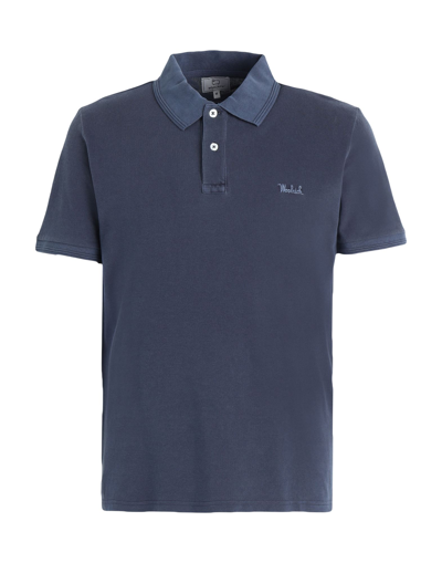 Shop Woolrich Man Polo Shirt Midnight Blue Size Xl Cotton, Elastane