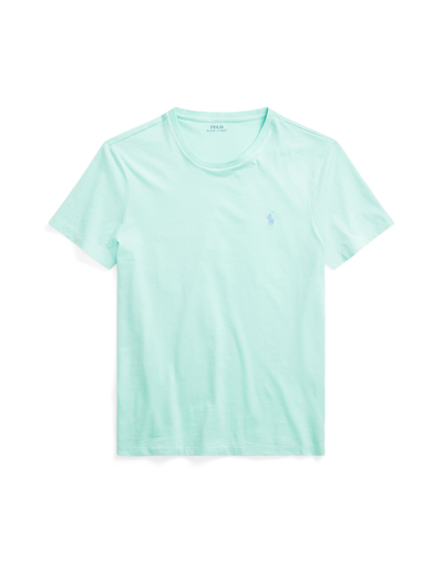 Shop Polo Ralph Lauren Custom Slim Fit Jersey Crewneck T-shirt Man T-shirt Light Green Size L Cotton