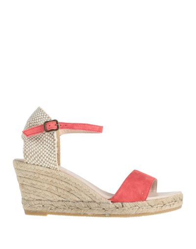 Shop Gaimo Woman Espadrilles Coral Size 11 Soft Leather, Textile Fibers, Jute In Red